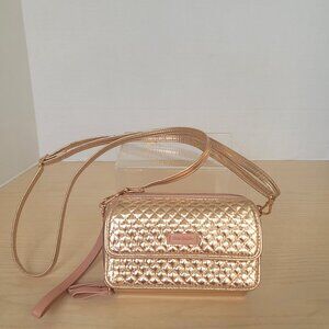 Vera Bradley RFID All in One Rose Gold Shimmer Quilted Wristlet Crossbody Bag